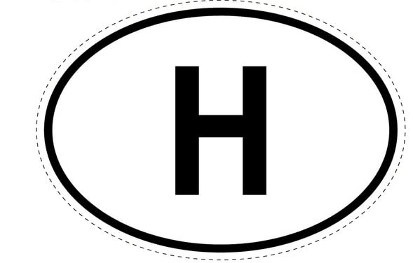 2 Pack Motorcycle & Car Flags - Country Code Oval Stickers (Hungary/Hongrie) - Durable Vinyl Decals for Vehicles, Helmets & Travel Gear
