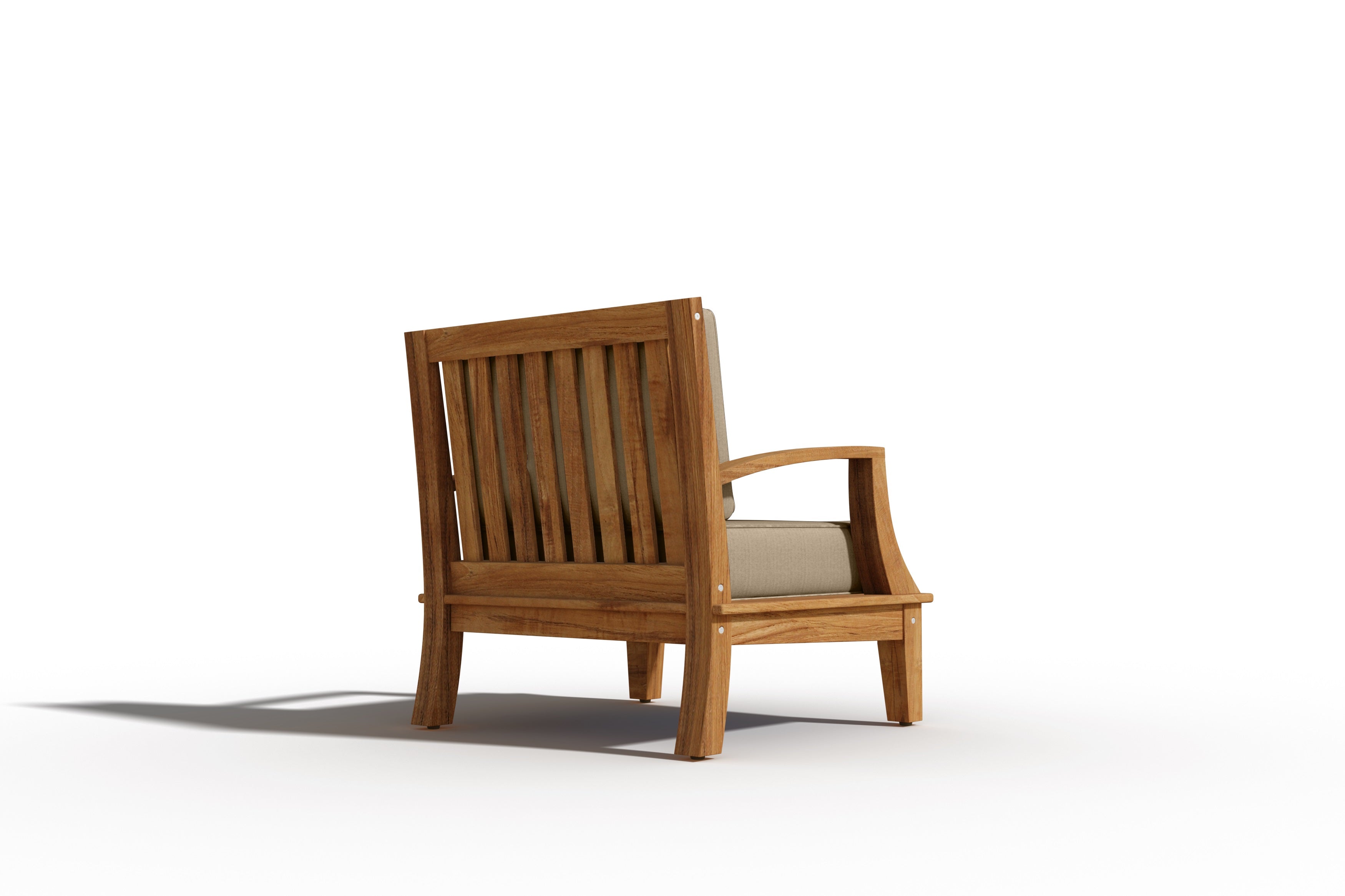 Premium Eliane Teak Outdoor Club Chair with Sunbrella Fawn Cushion - Weather-Resistant Patio Furniture for Garden, Poolside & Deck Relaxation