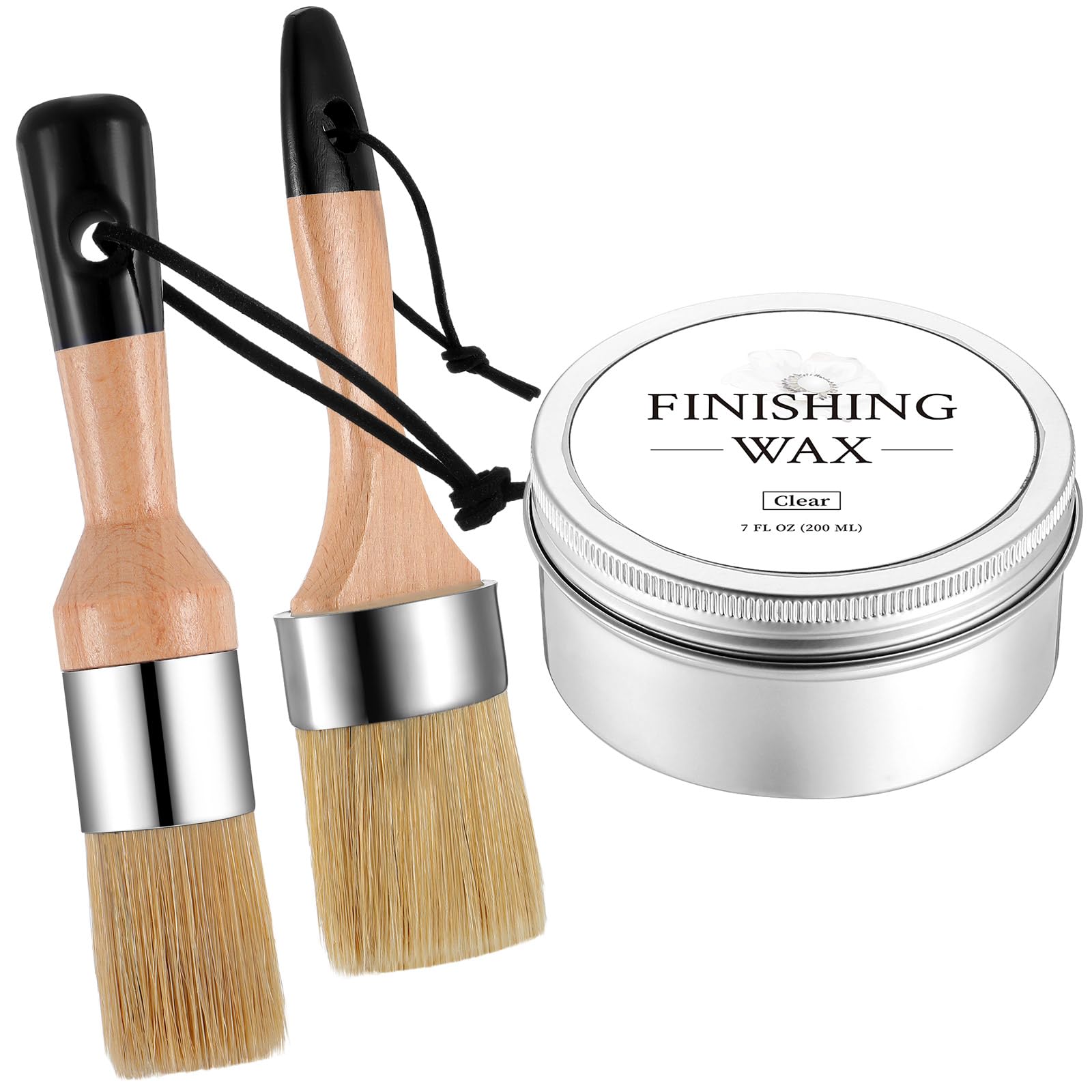 Premium Clear Finishing Wax for Chalk Paint - 7 oz Wood Sealer & Polish with 2 Brushes | Protects & Enhances Furniture, Cabinets & Home Decor | Ideal for DIY Projects, Antique Restoration & Interior Design