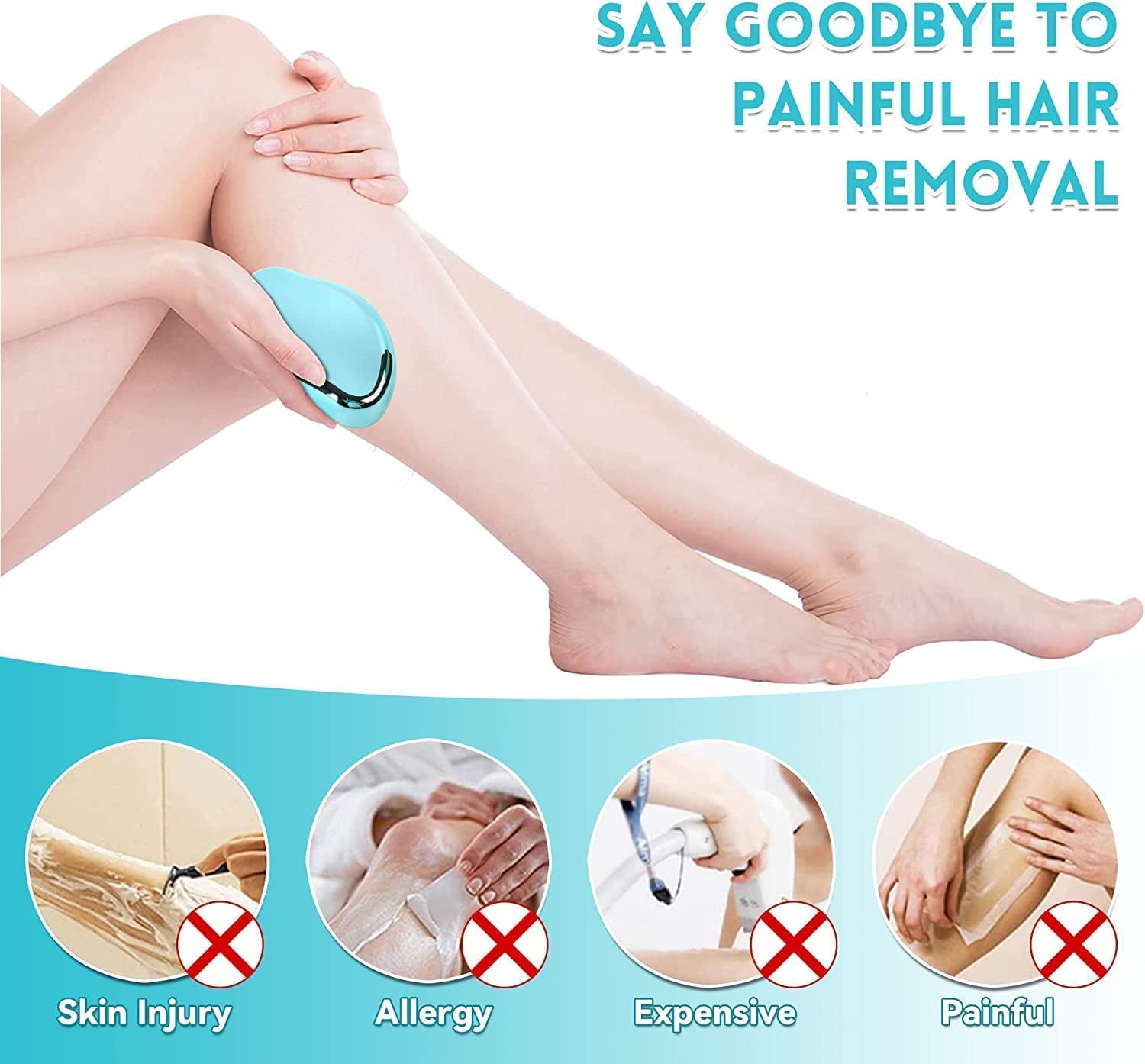 PP Enterprises Crystal Hair Remover for Women & Men - Upgraded Nano-Crystalline Technology, Reusable Painless Hair Removal Stone - Perfect for Smooth Legs, Arms & Bikini Line at Home or Travel - Better Than Veet Hair Removal Creams