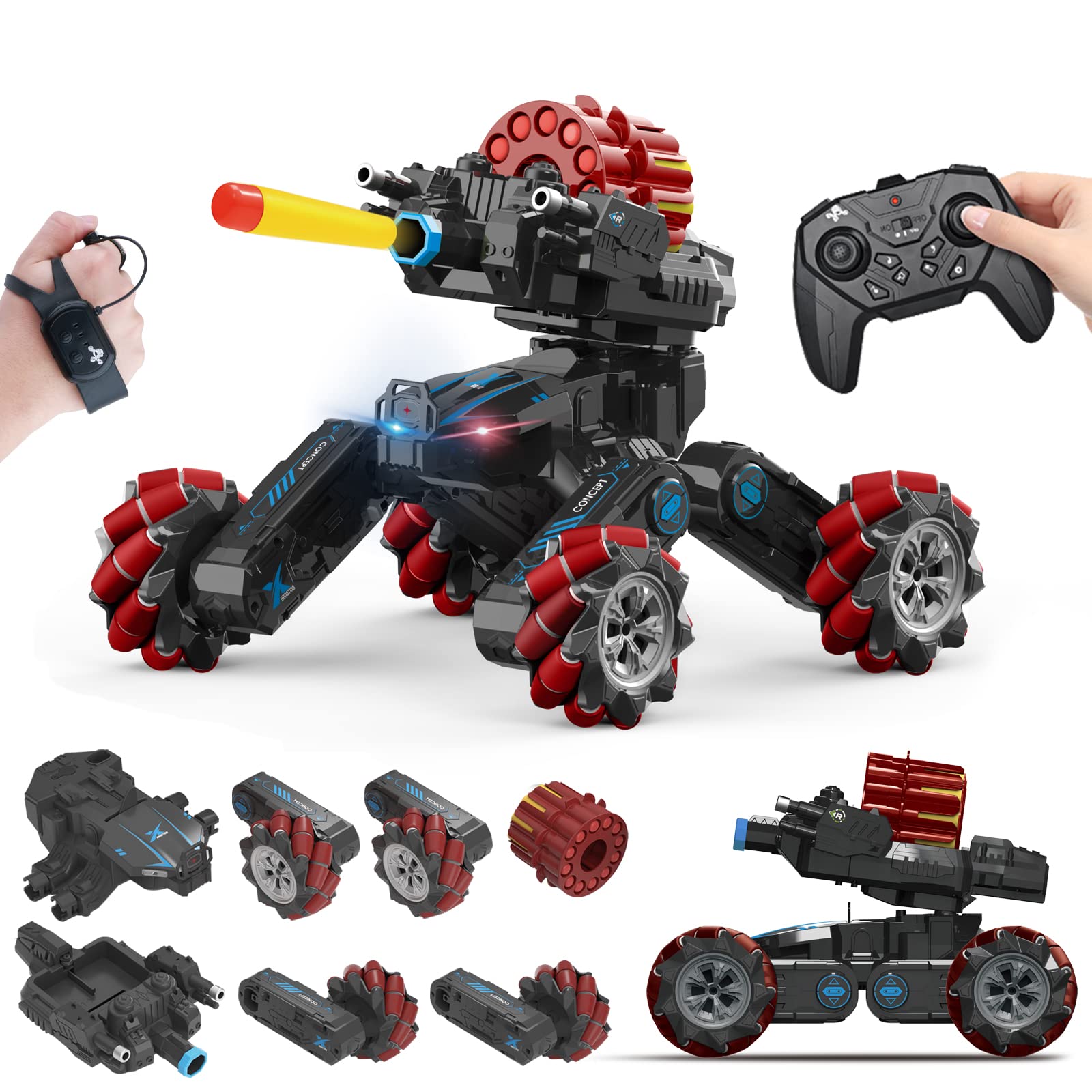 Best Remote Control Car for Kids - RC Battle Truck with Soft Bullets & Water Bombs, 360° Rotating Detachable Toy Tank for Boys & Girls - Outdoor Play, Birthday Gifts, Backyard Battles