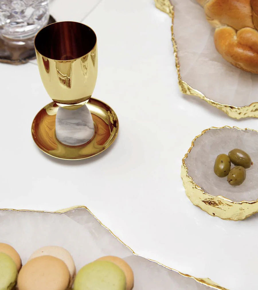 Elegant Carrara Marble Kiddush Cup for Jewish Holidays - Perfect for Shabbat, Passover, and Wedding Ceremonies
