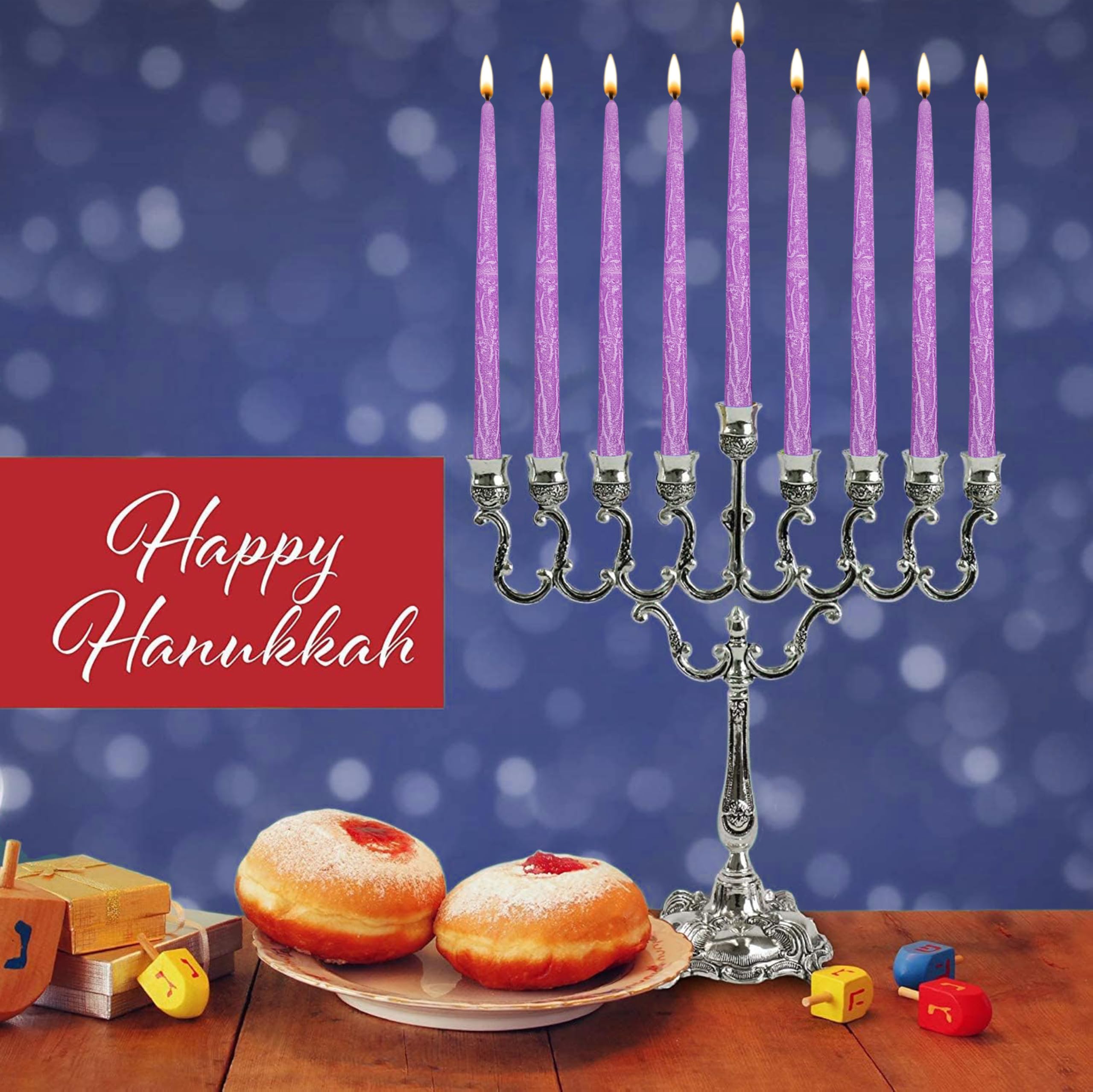 Premium Scented Dripless Hanukkah Candles - Standard Size Fits Most Menorahs, 45-Pack Purple Candles for All 8 Nights of Hanukkah | Long-Lasting Wax for Home Celebrations & Jewish Traditions