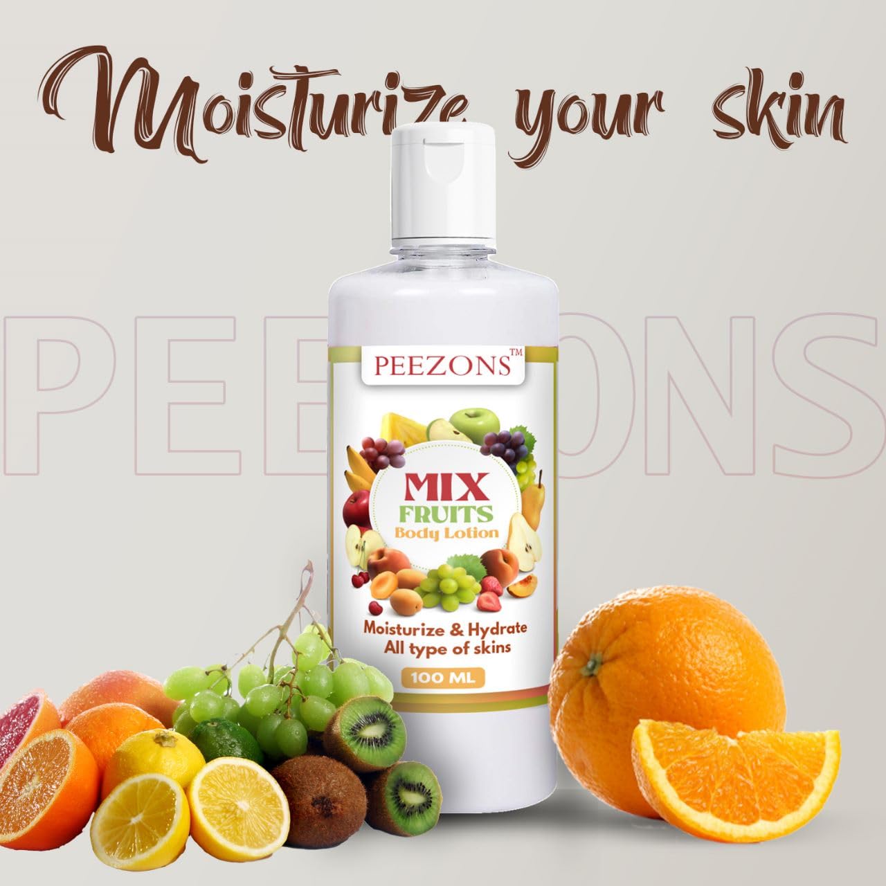 PEEZONS Mixed Fruit Body Lotion for Dry Skin - 100ml Hydrating Moisturizer with Natural Extracts | Pack of 1 | Perfect for Daily Use, After Shower & Nighttime Skincare Routine