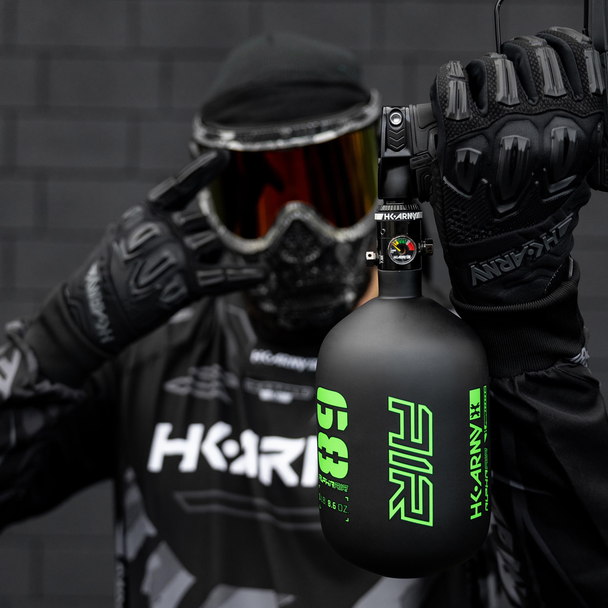 HK Army HPA Paintball Tank - Lightweight Alpha Air Carbon Fiber Compressed Air Tank (4500 PSI) with HP8 Regulator - Perfect for Tournament Play & Outdoor Paintball Games
