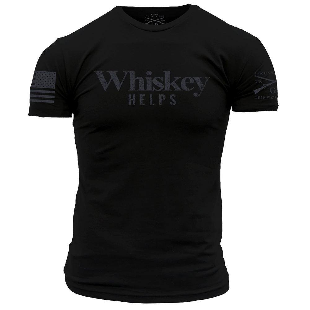 Whiskey Helps? Funny Drinking Humor T-Shirt for Men & Women - Black - Perfect for Parties, Bars, and Casual Wear