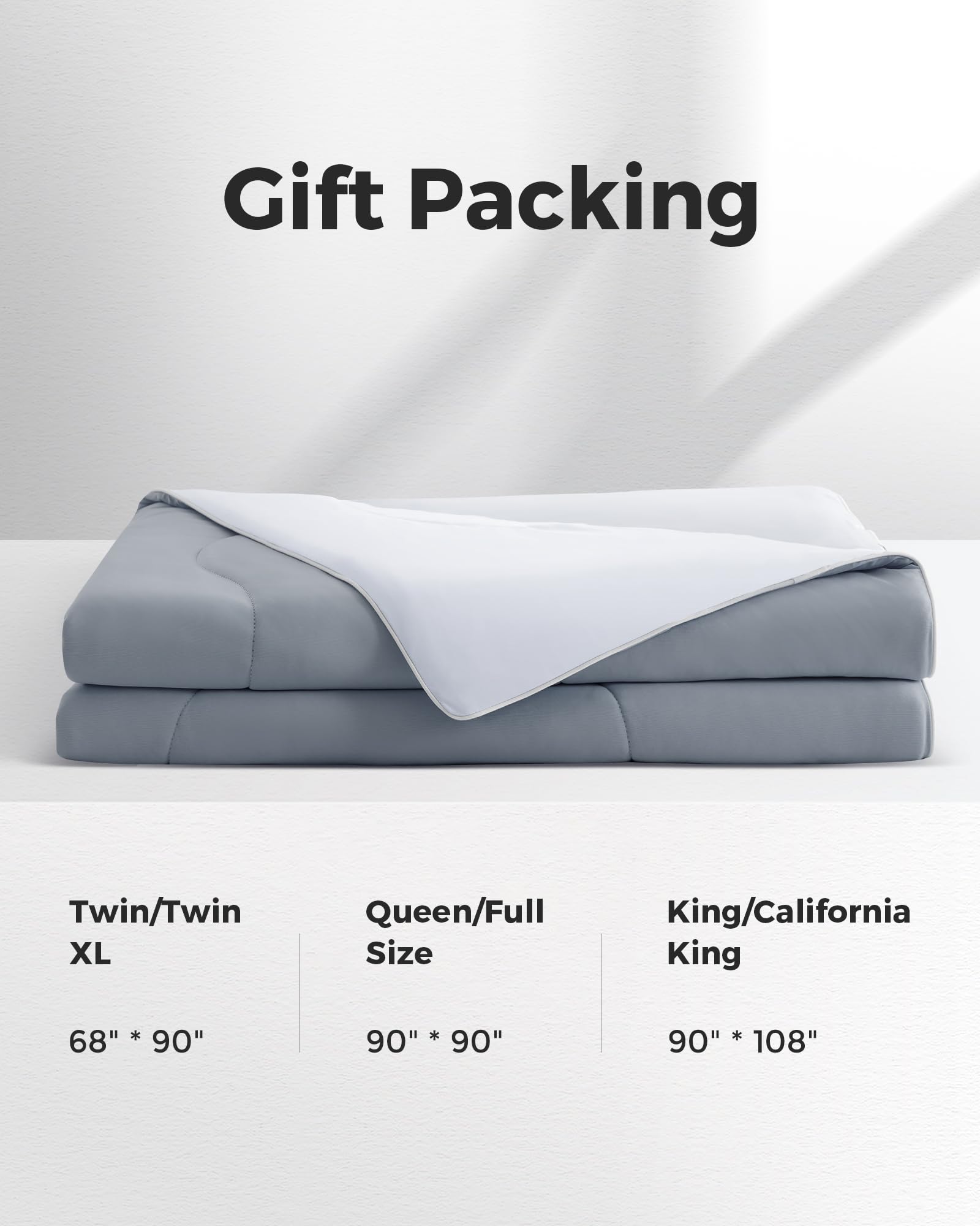 EASELAND King Size Cooling Comforter - Summer Cooling Blanket for Hot Sleepers with Double-Sided Stretch Fabric, Lightweight Cold Comforter (Q-Max>0.45), Breathable Soft Ice Quilt - Grey (108