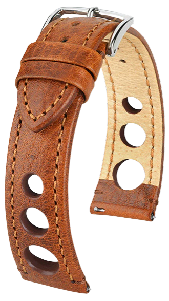 Hirsch Rally Golden Brown 22mm Genuine Leather Watch Strap - Durable & Comfortable for Men's Watches - Perfect for Outdoor, Casual & Business Wear