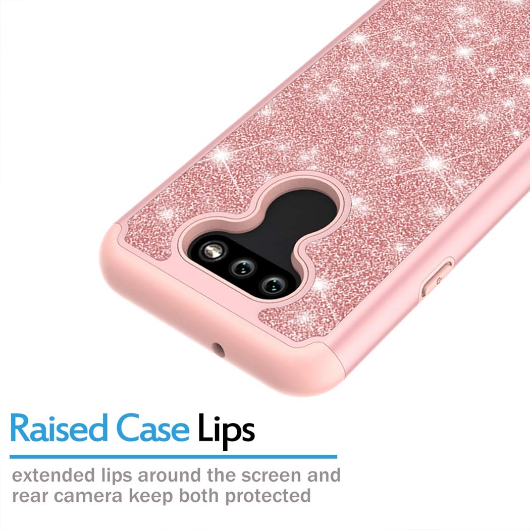 **LG Aristo 5 Plus/Aristo 5+/Risio 4/Phoenix 5/Fortune 3 Heavy Duty Glitter Bling Phone Case - Cute Sparkle Defender Cover for Women & Girls (Rose Gold) | Perfect for Everyday Protection & Style**