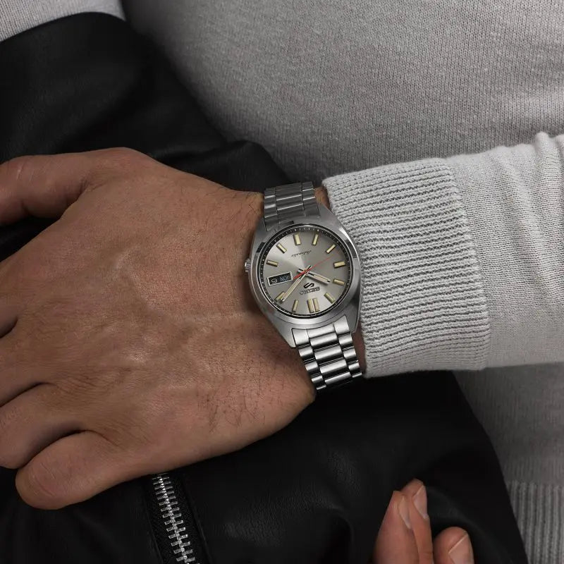 Seiko 5 Sports Automatic Men's Watch - 37mm Silver Stainless Steel Case - Self-Winding Mechanical Watch for Everyday Wear, Business & Casual Outfits
