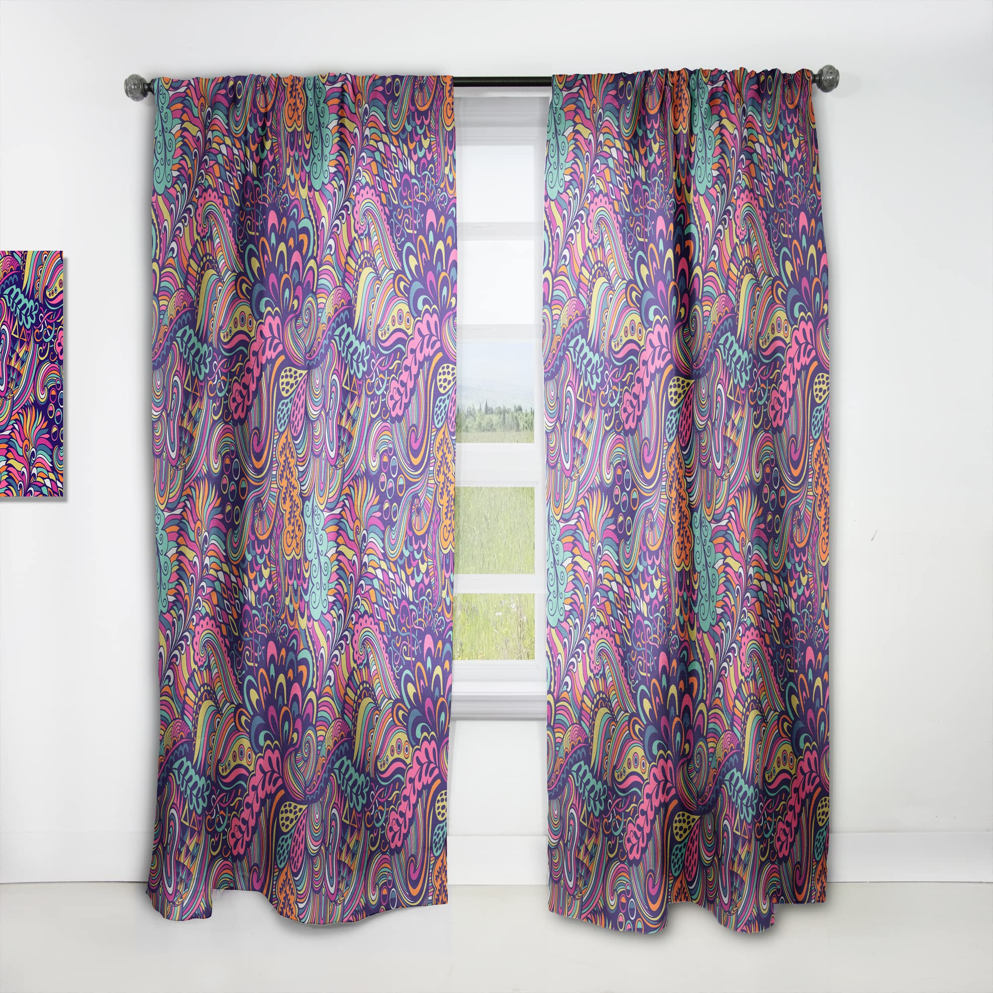 DesignQ Thermal Insulated Curtains - Abstract Floral Pattern Blackout Drapes for Bedroom & Living Room, Single Panel 52x108 Inches - Perfect for Privacy, Light Control & Energy Efficiency