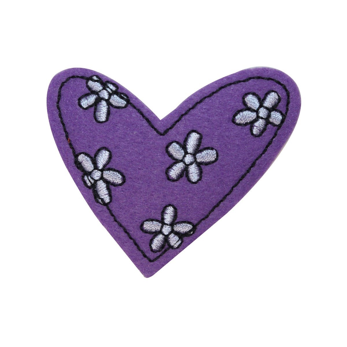 ID 3261A Felt Floral Heart Patch - Valentine's Day Love Embroidered Iron On Applique for DIY Crafts, Clothing & Accessories Decoration