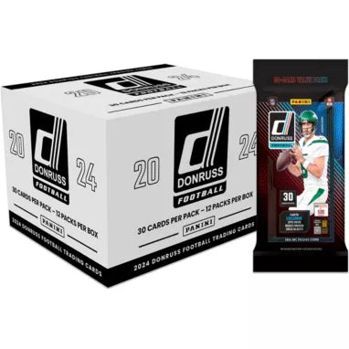 2024 Panini Donruss Football Trading Cards - 12 Fat Pack Box Set | NFL Collectibles for Sports Fans & Card Collectors | Perfect for Gifts, Trading, and Display