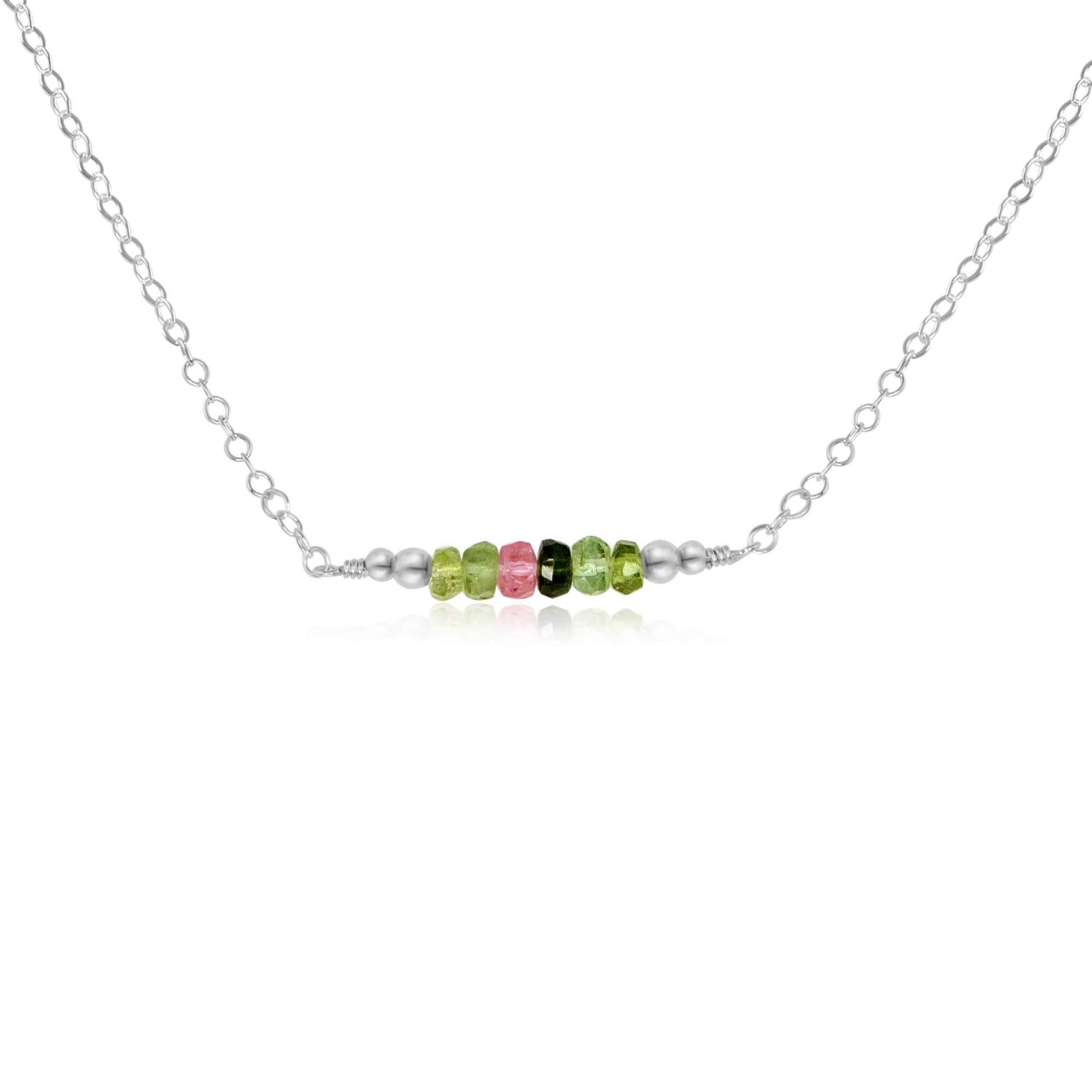 Sparkling Rainbow Tourmaline Faceted Bead Bar Necklace - Handmade Gemstone Jewelry for Women - Perfect for Weddings, Parties & Special Occasions