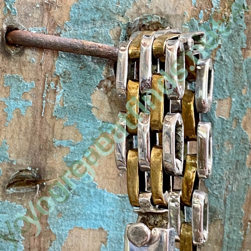 Sterling Silver Brass Bar Link Bracelet - Handmade Mexican Jewelry for Women - Perfect for Casual Wear, Parties & Gifts