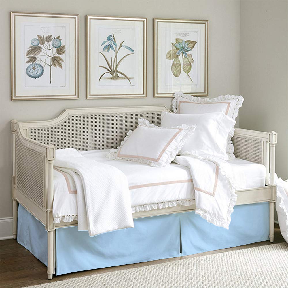 Premium Twin Size Daybed Skirt - Brushed Microfiber Pleated Design with Split Corners | 3-Side Coverage (39