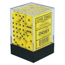 Chessex 36-Pack Yellow & Black Opaque 12mm Six-Sided Dice (D6) - Perfect for Tabletop RPGs, Board Games, and Math Education