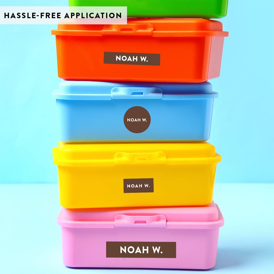 Andaz Press Custom Personalized Waterproof School Name Labels - 120 Pack Kids Name Stickers for School Supplies, Preschool & Daycare - Earth Brown | Perfect for Labeling Backpacks, Lunch Boxes & Water Bottles