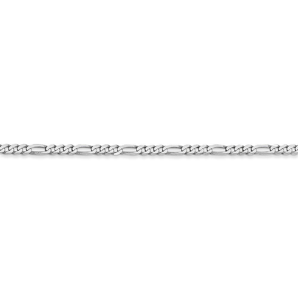 14K White Gold 2.25mm Flat Figaro Chain Anklet - 9 Inch Adjustable Ankle Bracelet for Women | Dainty Layering Jewelry, Beach Vacation, Wedding & Everyday Wear