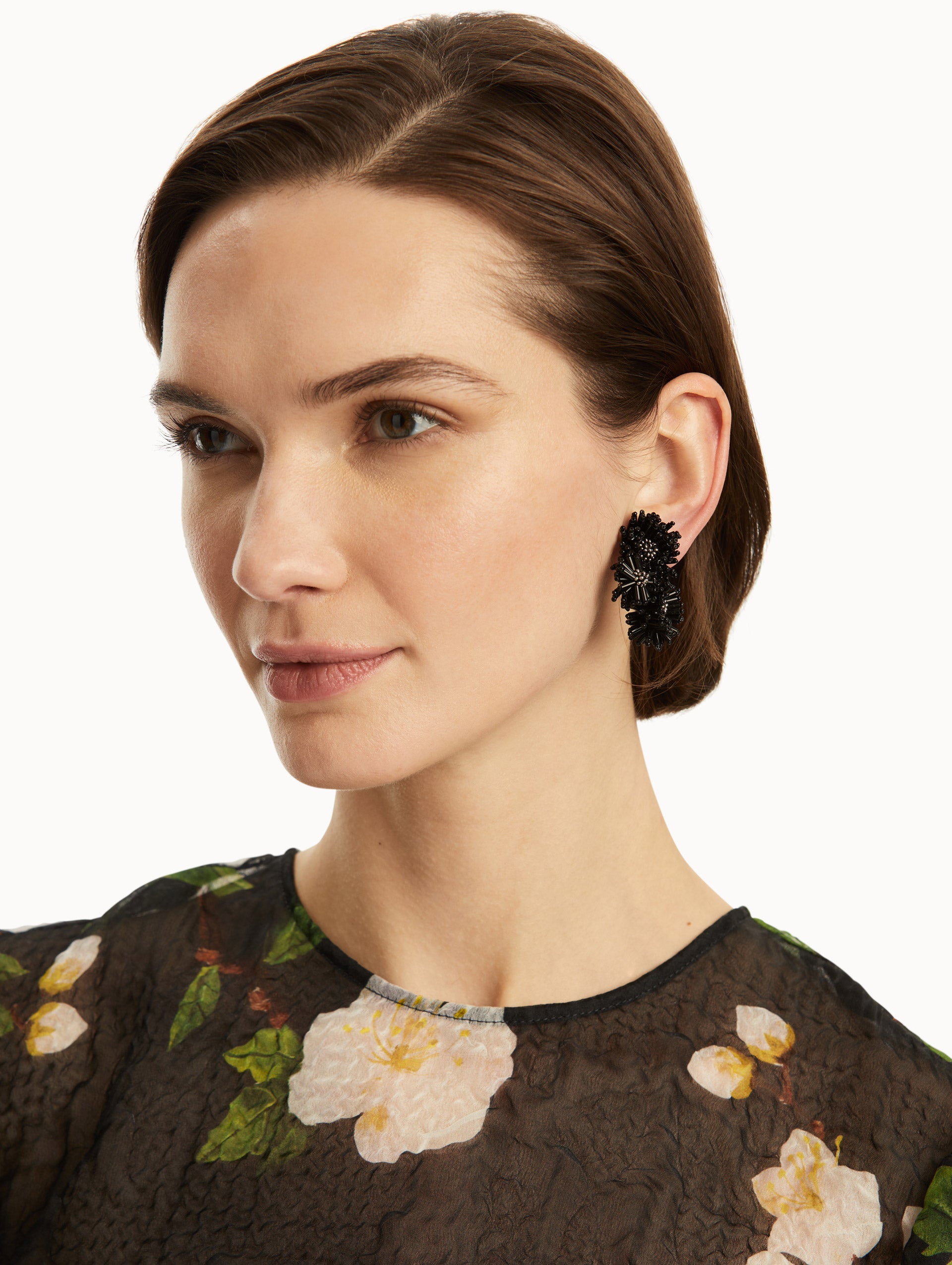 Pompom Flower Clip On Earrings for Women - Cute Floral Dangle Earrings for Girls, Teens, Party, Wedding, Prom, Casual Wear - Non-Piercing Fashion Accessories