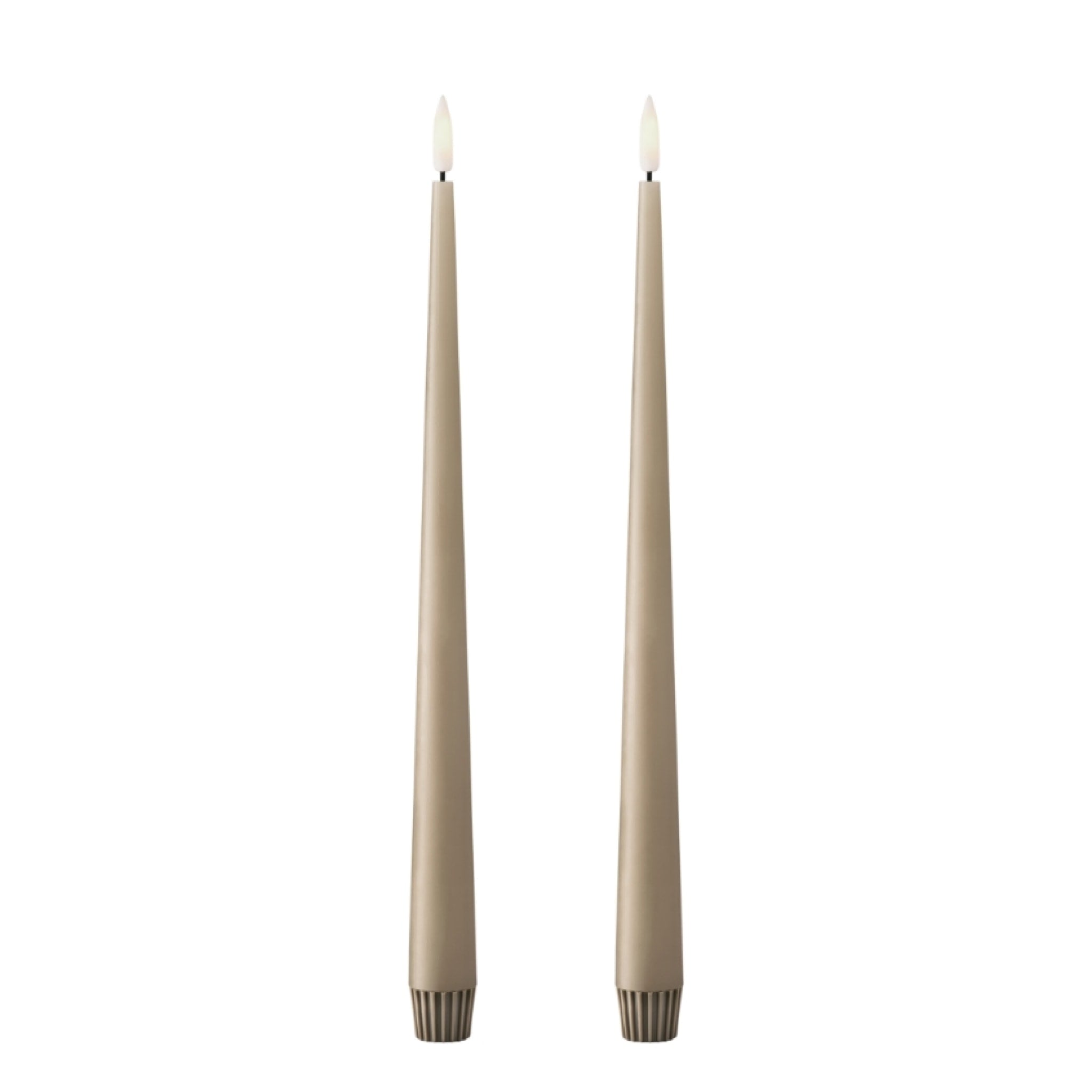 ESTER & ERIK LED Taper Candles - 12 Inch Battery Operated Flameless Candles with Flickering Flame Effect, Set of 2, Warm White Light for Romantic Dinner, Wedding Centerpiece, Holiday Decorations