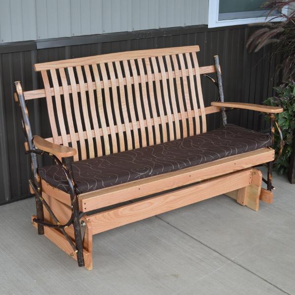 Premium Hickory Wood Porch Glider Swing - Outdoor Patio Rocking Bench for Garden, Deck & Backyard Relaxation | Weather-Resistant & Comfortable Seating