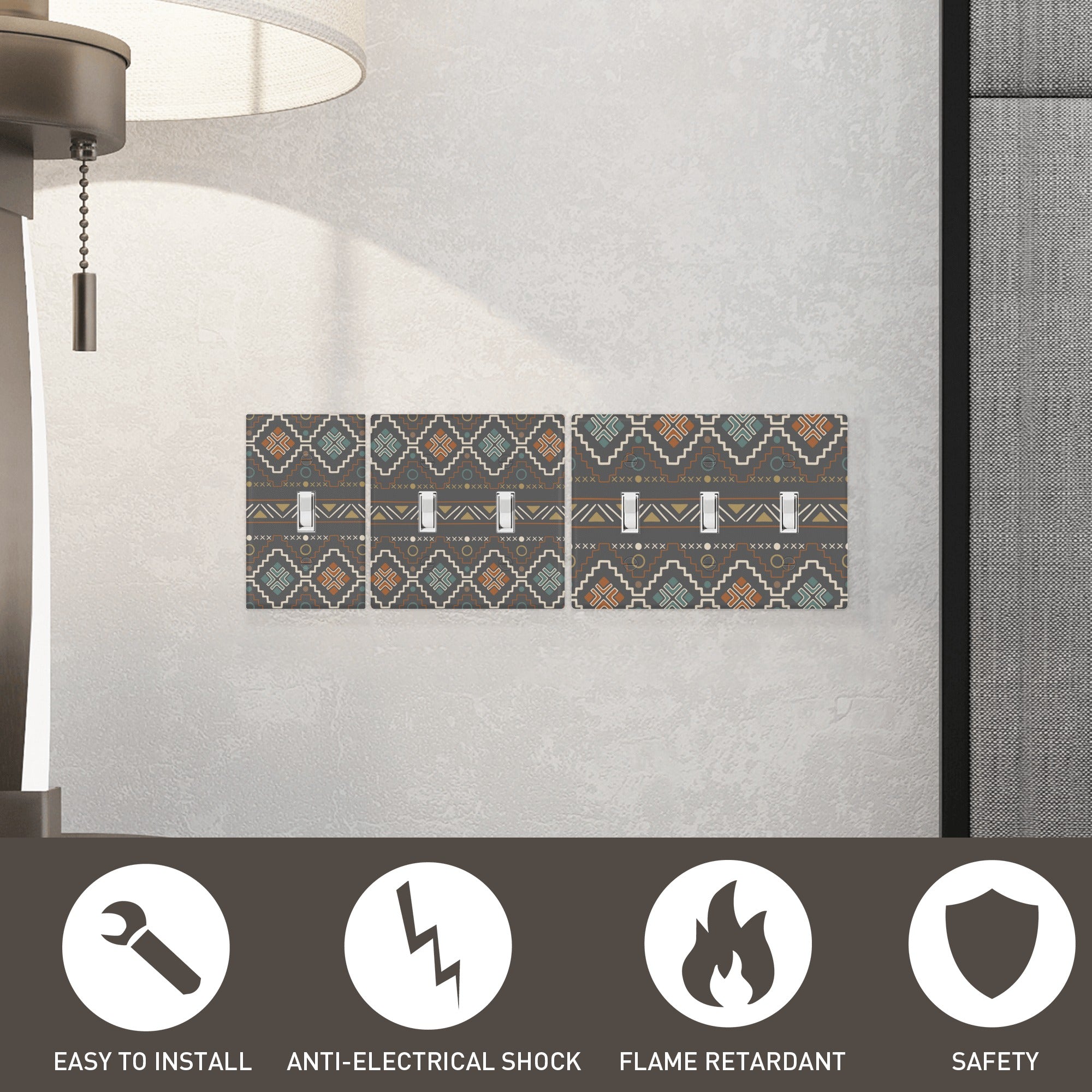 Southwestern Style Wall Plate Set of 3 - Decorative Switch Plate Covers for Home Decor - Perfect for Living Room, Bedroom, and Southwestern Themed Interiors