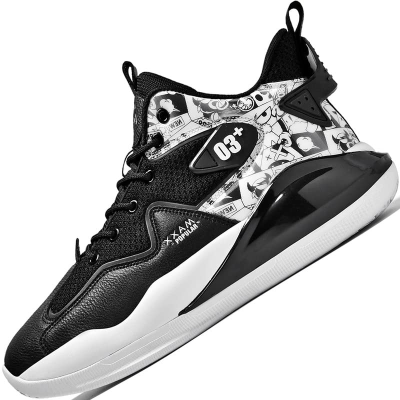 **LZDZN Men's High Top Basketball Shoes - Breathable Sneakers for Running, Tennis & Streetball - Black & White Athletic Trainers for Men (Size Guide) - Perfect for Gym, Workouts & Casual Wear**