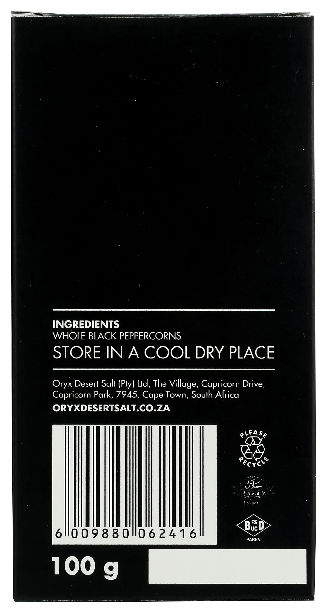 Premium Oryx Black Pepper Grinder Refill - 3.52 oz (100g) Coarse Ground Peppercorns for Cooking, Grilling & Seasoning | Restaurant & Home Kitchen Use