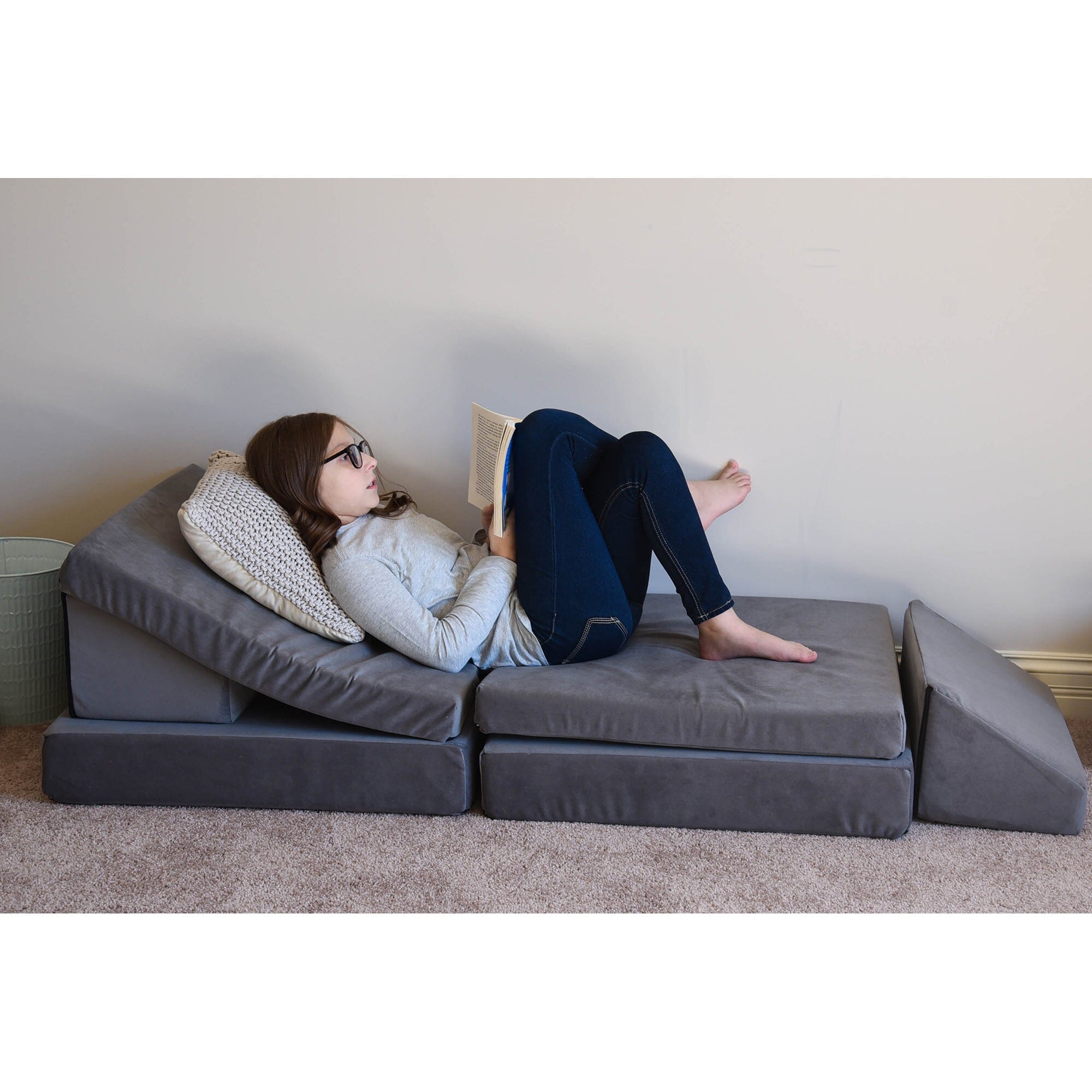 Premium Kids Play Couch with Removable Cushions & Accessories - Soft Modular Sofa for Toddlers, Children's Playroom, Reading Nook & Indoor Fort Building