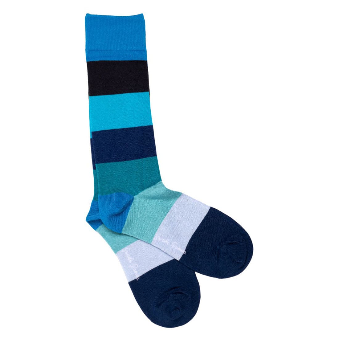 Premium Blue Block Stripe Athletic Socks - Breathable Cushioned Performance Socks for Running, Gym & Everyday Wear