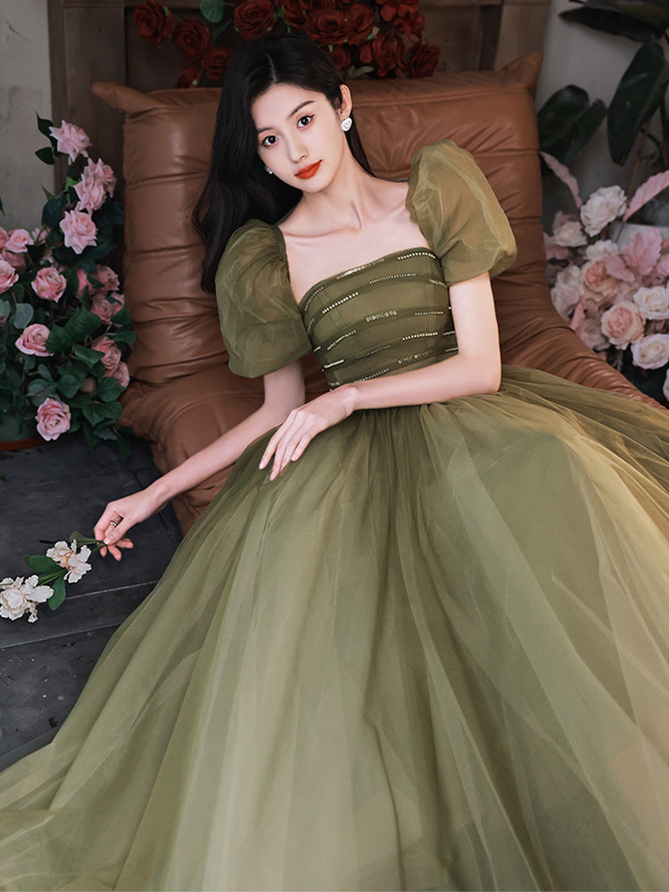 Elegant Green A-Line Tulle Prom Dress | Fairy Formal Party Gown | Evening Ball Gown for Women | Perfect for Prom, Homecoming, Quinceañera & Special Occasions