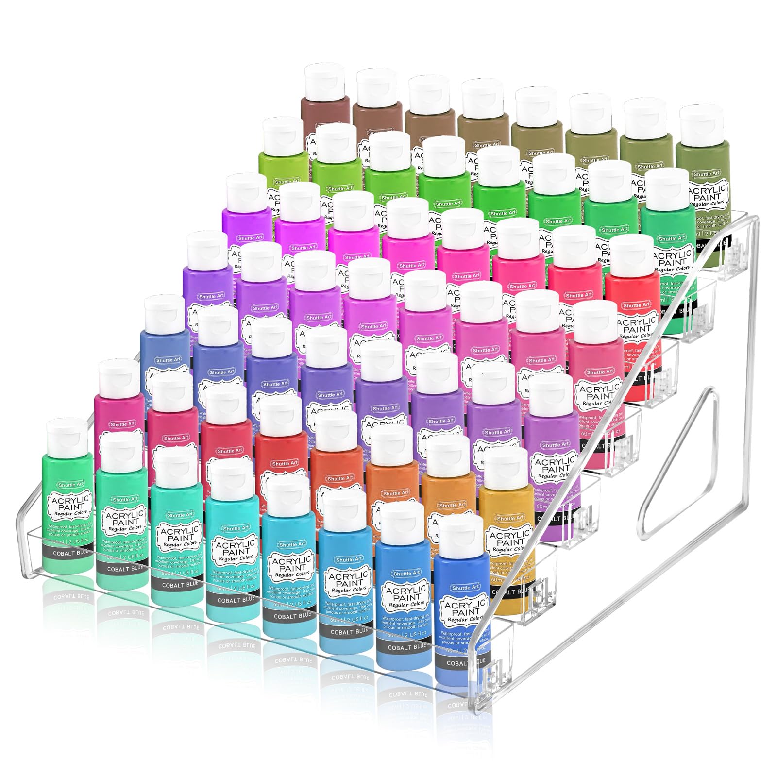 Vowcarol 7-Tier Clear Paint Organizer - Miniature Paint Storage Rack for Acrylic & Craft Paints - Compact Paint Holder for Artists, Hobbyists & DIY Projects - Perfect for Art Studios, Craft Rooms & Workspaces