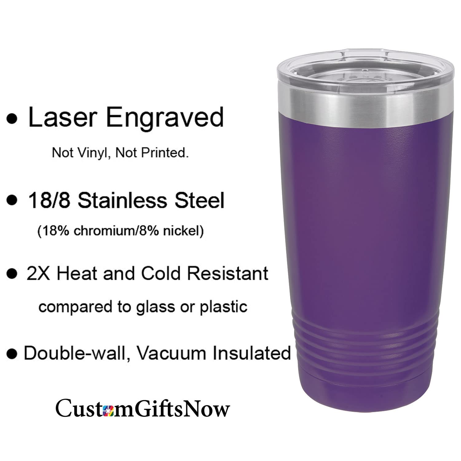 Personalized Stethoscope Nurse Insulated Tumbler - 20oz Custom Text Travel Coffee Mug (Purple) | Great for Medical Professionals, Students & Healthcare Workers - Perfect Gift for Nurses, Doctors & Medical Graduates