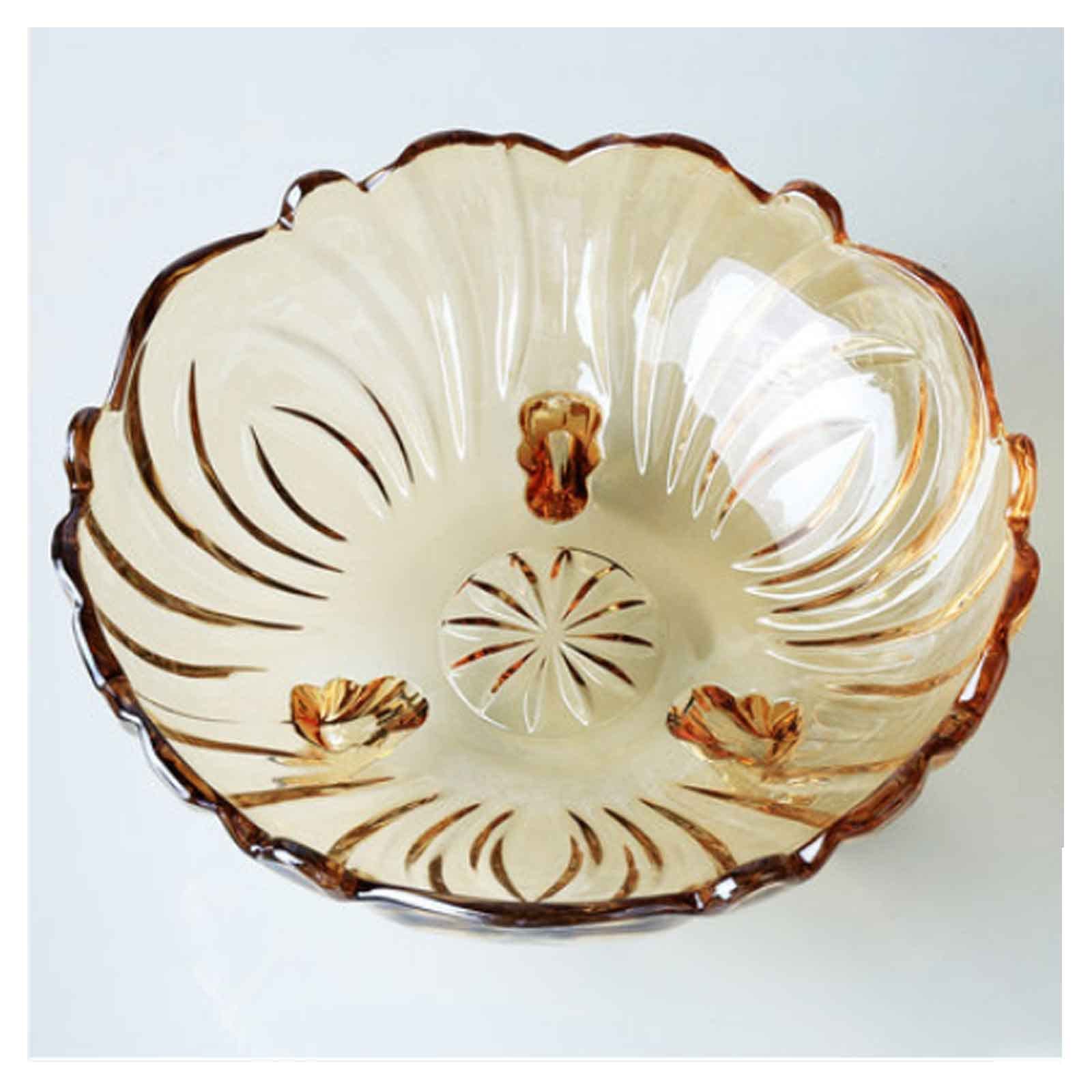 Premium Glass Fruit Bowl for Kitchen Counter - 23x11cm Modern Round Serving Bowl for Fruits, Vegetables, Bread, Candy & Nuts - Elegant Kitchen Decor & Dining Table Centerpiece
