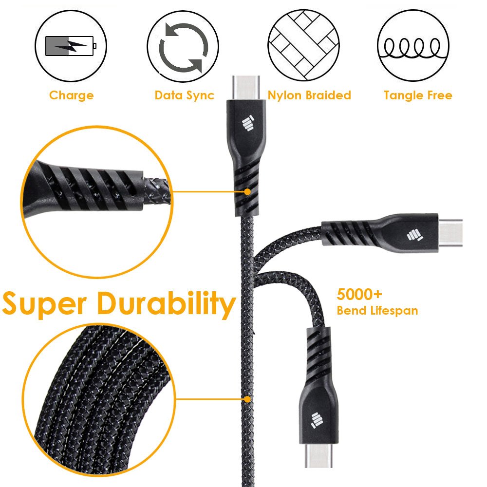 Durable Braided USB C Cable 6.6ft Fast Charging & Data Sync for Amazon Fire HD 8/10/7 Tablets - Perfect for Home, Office & Travel Charging Needs