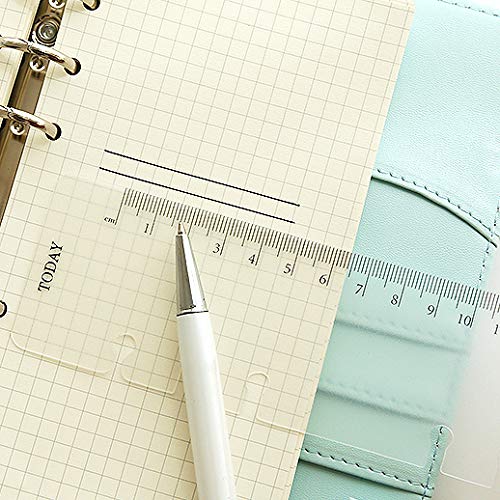 A6 A5 6-Hole Binder File Folder Organizer - Slide-in Plastic Bookmark Dividers with Ruler (Metric System, Gold, B5 Size) - Perfect for Office, School, and Home Organization