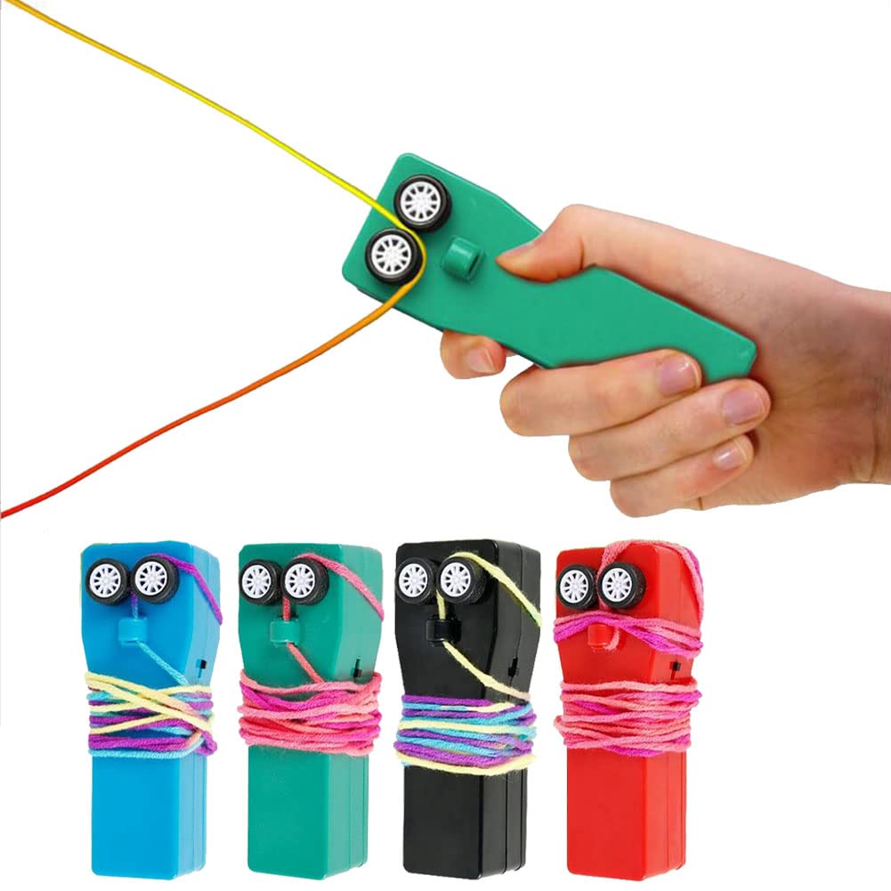 String Shooter Toy - Handheld Rope Launcher & Propeller for Outdoor Play - Fun String Rope Launcher for Kids & Adults - Green - Perfect for Backyard Games, Camping & Park Activities