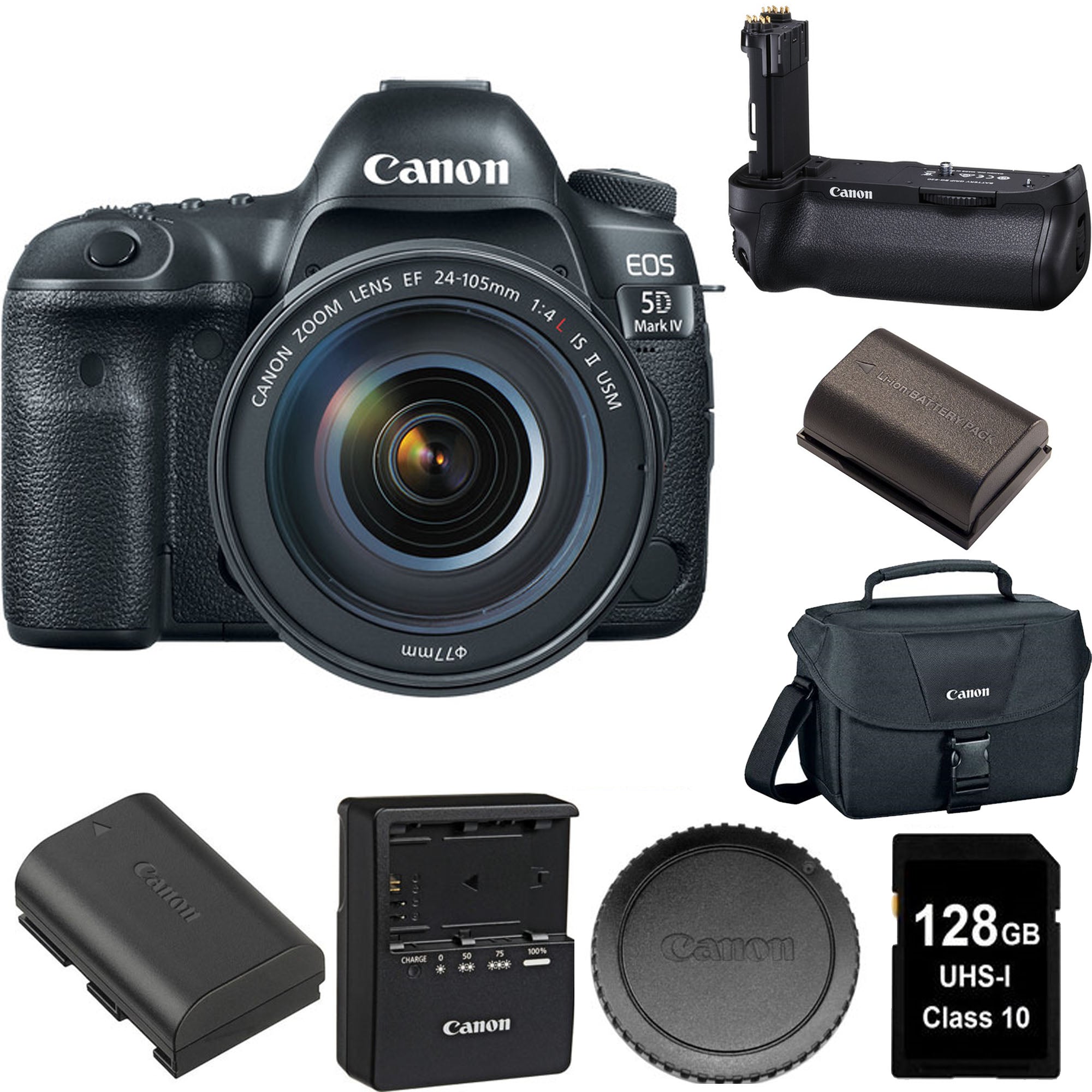 Canon EOS 5D Mark IV DSLR Camera with EF 24-105mm f/4L IS II USM Lens & Battery Grip Bundle - Professional Photography for Weddings, Portraits & Travel (USA Stock)