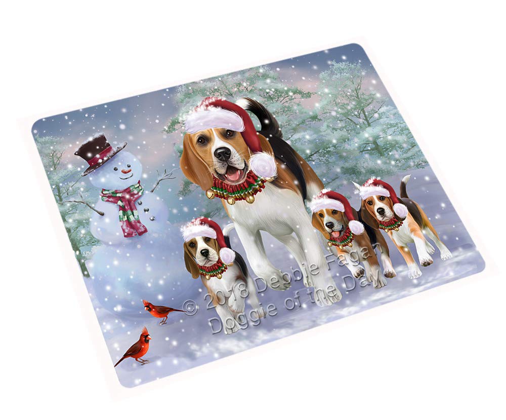 Beagle Dog Christmas Running Family Large Refrigerator Dishwasher Magnet 11.5x17.6 Inch - Holiday Decor, Kitchen Accessory & Pet Lover Gift