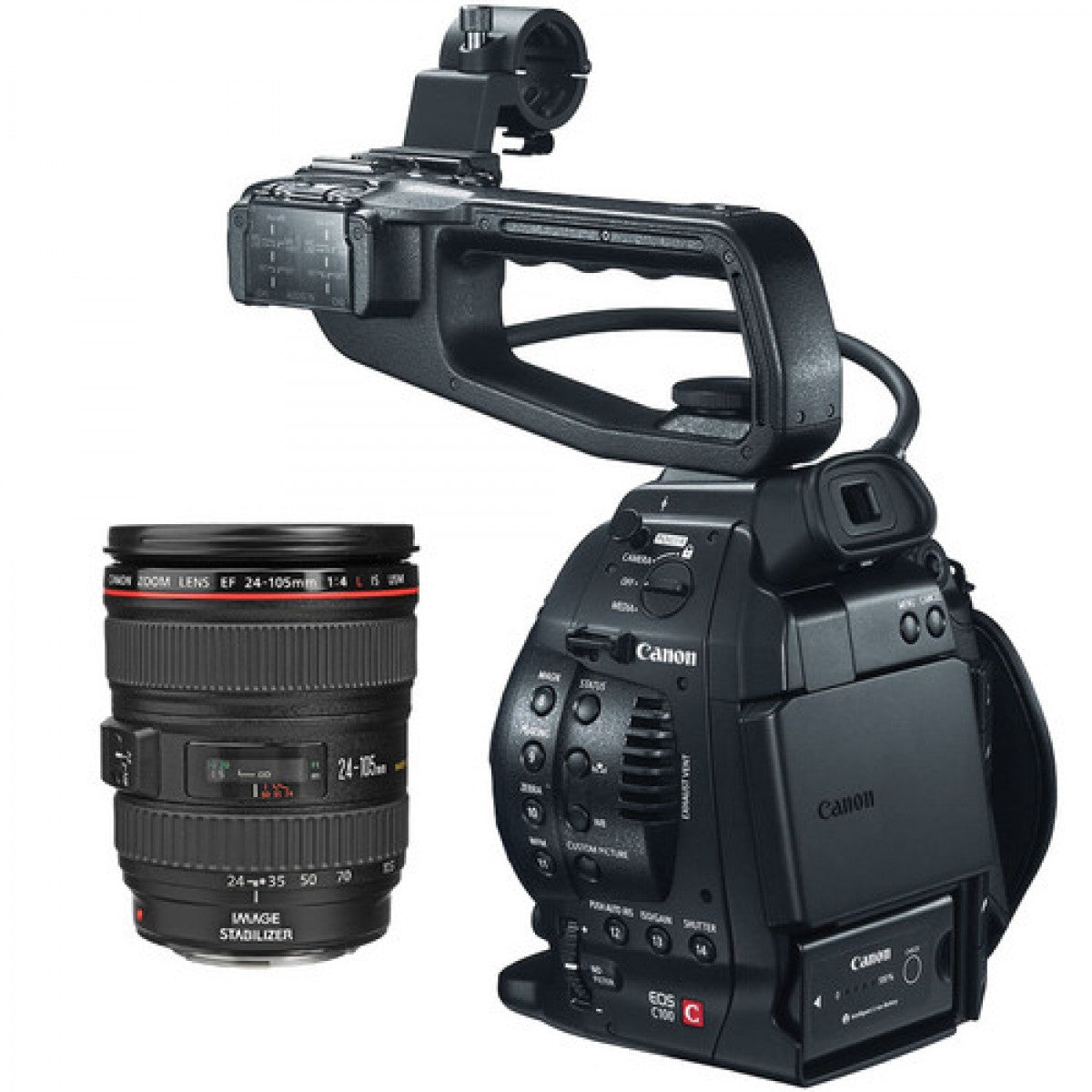 Canon EOS C100 Mark II Professional Cinema Camera with Dual Pixel CMOS AF & EF 24-105mm f/4L IS II USM Zoom Lens Kit - Perfect for Filmmaking, Documentary Shooting, and Wedding Videography