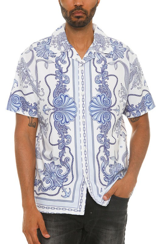 Weiv Men's Casual Short Sleeve Collared Button Down Shirt with Stylish Print - Perfect for Summer Outfits, Office Wear & Casual Dates