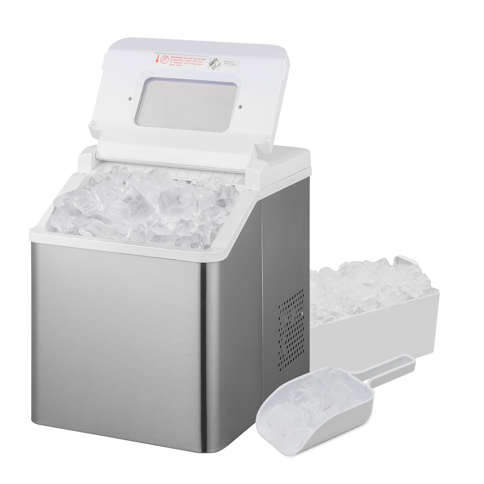 Portable Countertop Ice Maker - 32 Cubes in 20 Minutes, 33lbs Daily Output, Self-Cleaning with Ice Basket & Scoop - Compact Mini Ice Machine for Home, Kitchen, Office, Party, RV & Outdoor Camping - White