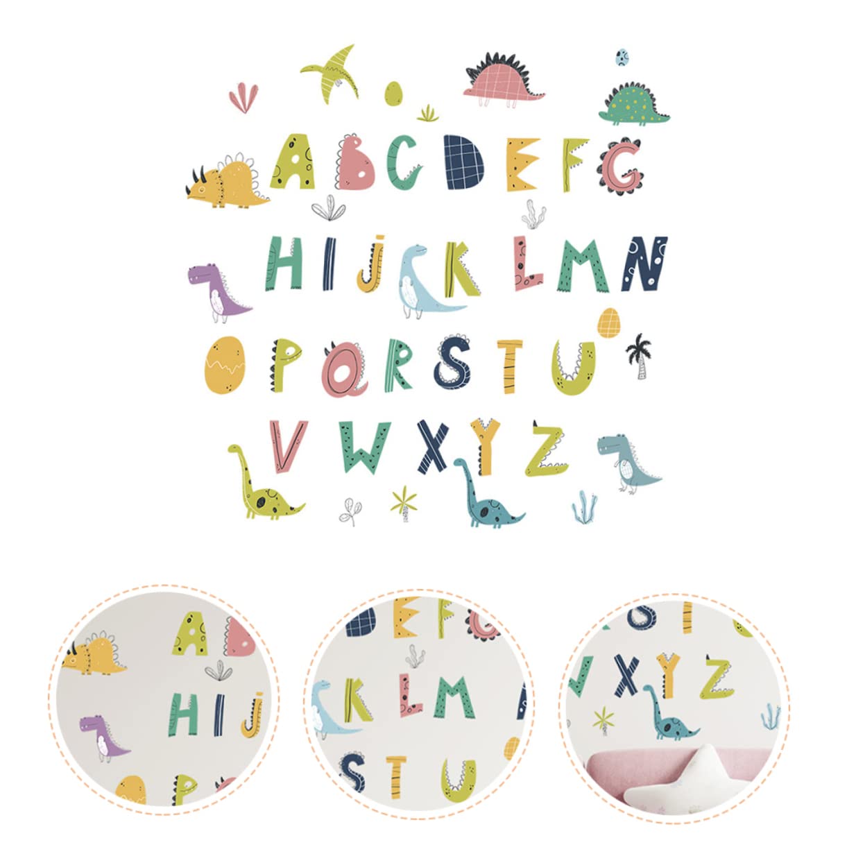 Wakauto 4 Sheets Alphabet Letter Stickers - Animal Themed Wall Decals for Kids Room, Nursery & Classroom Decor - Durable PVC Children's Wall Stickers for Learning & Play