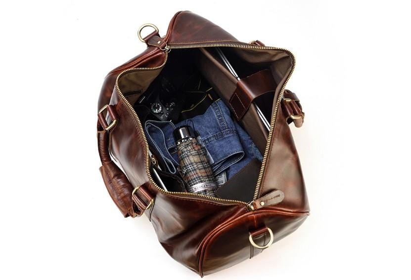 Premium Leather Travel Bag - Durable Luggage Duffel & Weekender Carry-On for Men & Women - Perfect for Gym, Business Trips & Weekend Getaways