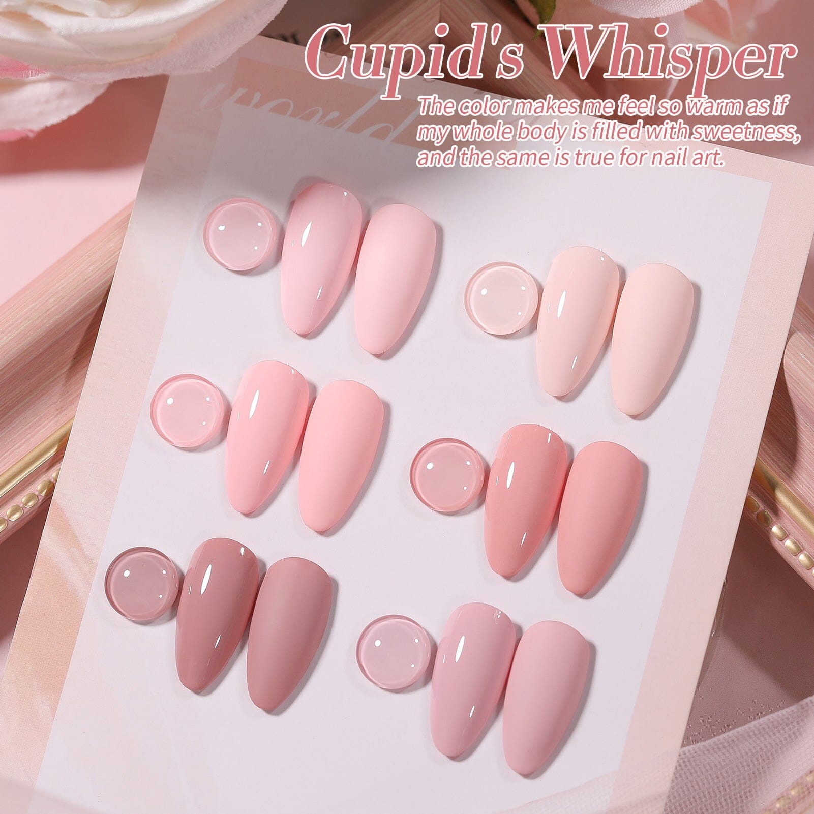 6 Colors Pink Gel Nail Polish Set - S03 Cupid's Whisper 7ml - Long Lasting UV LED Soak Off Nail Art Kit for Salon & Home Manicure