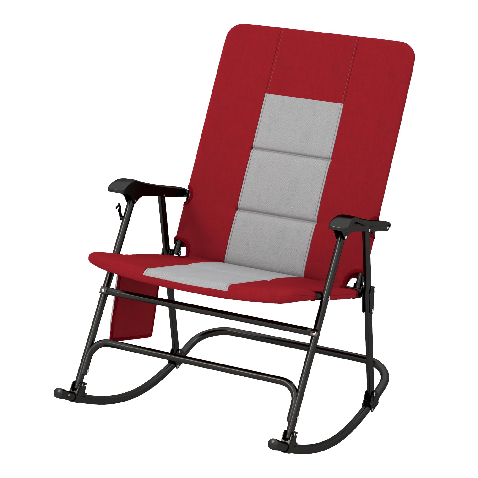 Tangkula Folding Rocking Chair - Heavy Duty 350lbs Capacity, Padded High Back Camp Chair with Armrests, Portable Foldable Design for Indoor Outdoor Use - Perfect for Patio, Lawn, Backyard, Camping & Relaxation (Red)