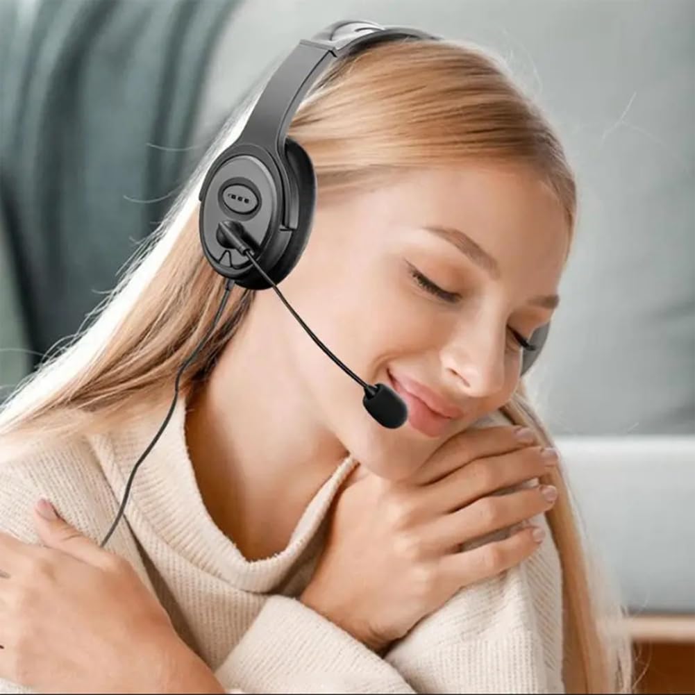 Fegtrtyoa USB Wired Headset with Noise-Canceling Mic - Computer Headphones for Zoom, Skype, Office & Call Center (1 Set) - Perfect for Remote Work, Online Teaching & Customer Service
