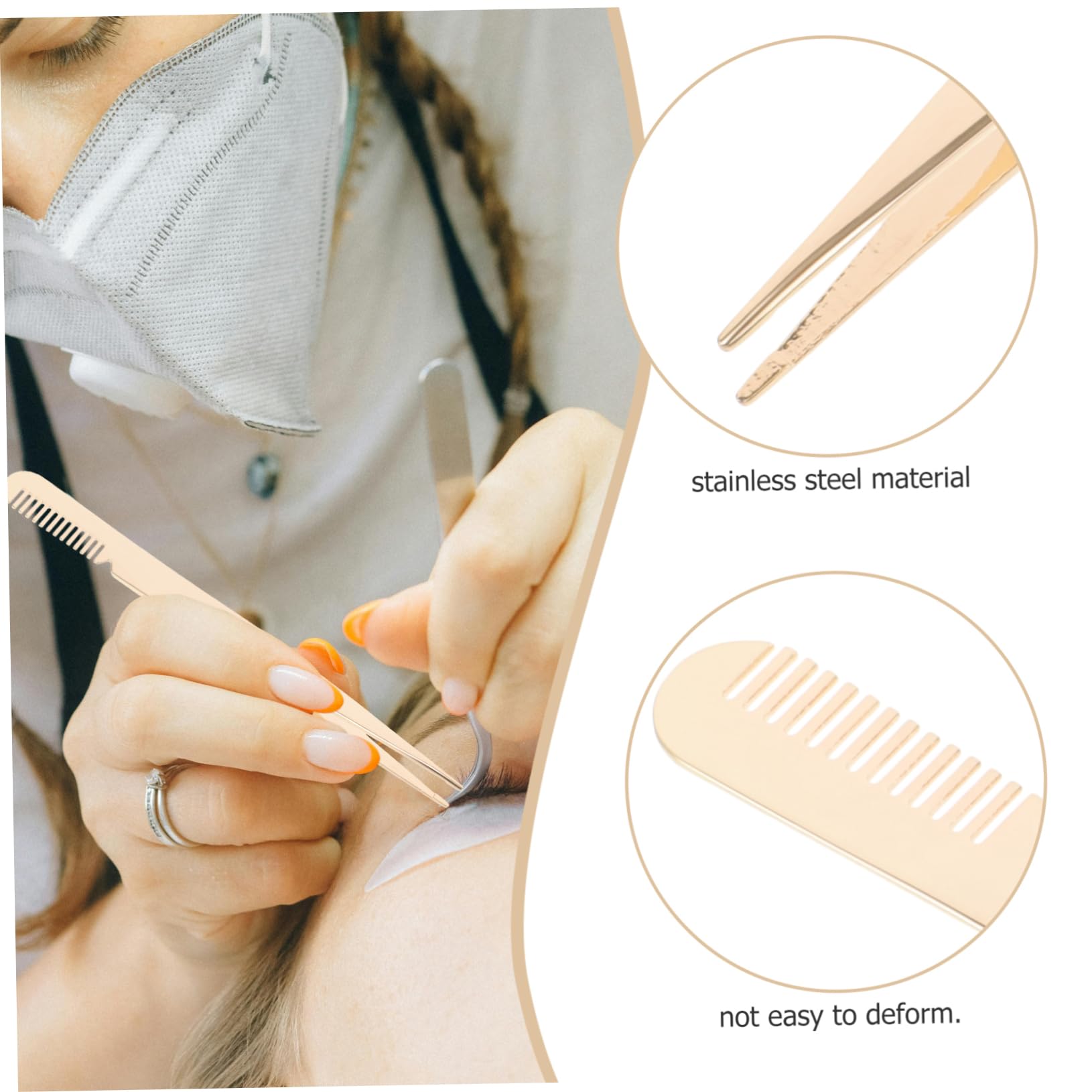 Professional Metal Eyelash Tweezers with Comb - Precision Eyebrow & Lash Clamp Tweezers for Women - Perfect for Salon, Makeup Artists & DIY Beauty at Home