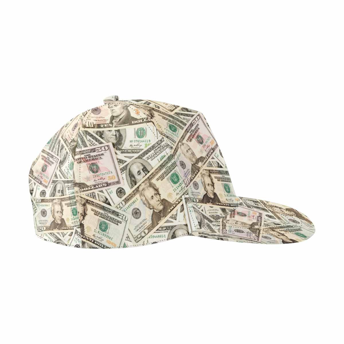 InterestPrint Money Print Snapback Hat - Trendy Dollar Bill Design for Men & Women - Perfect for Hip Hop, Streetwear, and Casual Outfits